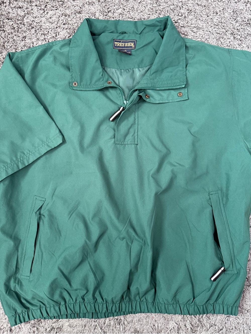 Tres Bien Vintage Green Short Sleeve Golf Pullover Windbreaker Jacket